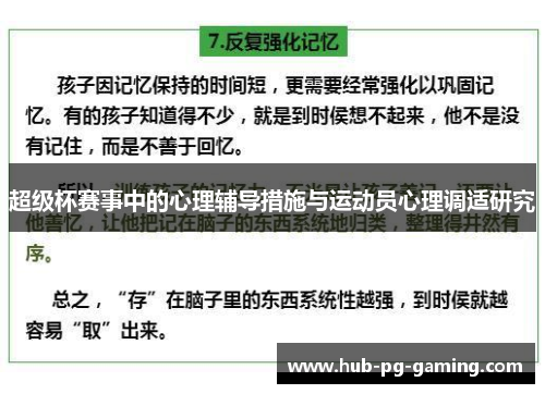 超级杯赛事中的心理辅导措施与运动员心理调适研究